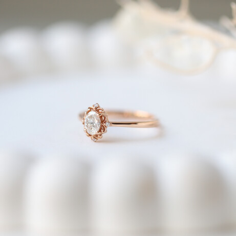 0.42 Karat H SI2 HRD Sertifikalı Vintage Emma Tasarım Pırlanta Yüzük - 2
