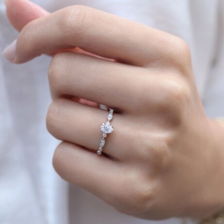 0.42 Karat Vintage Özel Tasarım Oval Pırlanta Tektaş Yüzük - 2