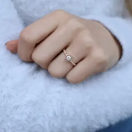 0.42 Karat Vintage Sekizgen Pırlanta Yüzük - 3