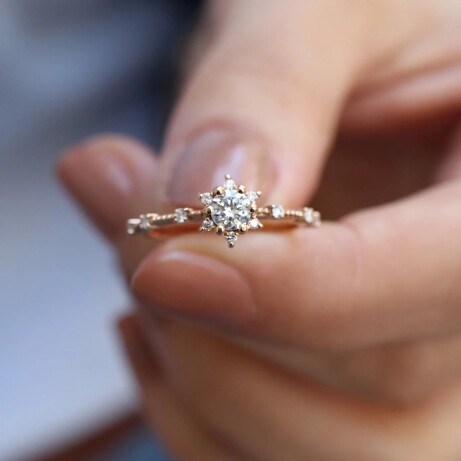 0.42 Karat Vintage Tasarım Kar Tanesi Pırlanta Yüzük - 3