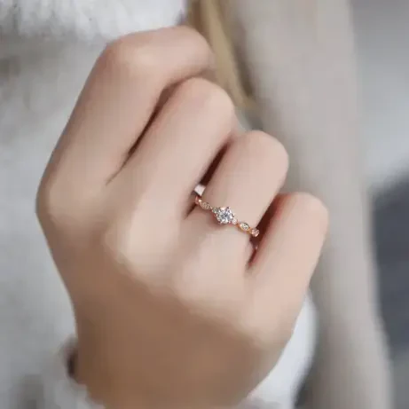 0.42 Karat Vintage Tasarım Pırlanta Tektaş Yüzük - 3