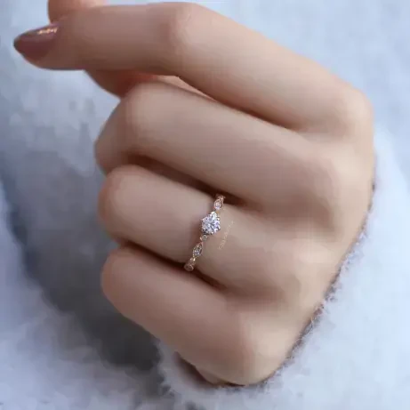 0.42 Karat Vintage Tasarım Pırlanta Tektaş Yüzük - 2