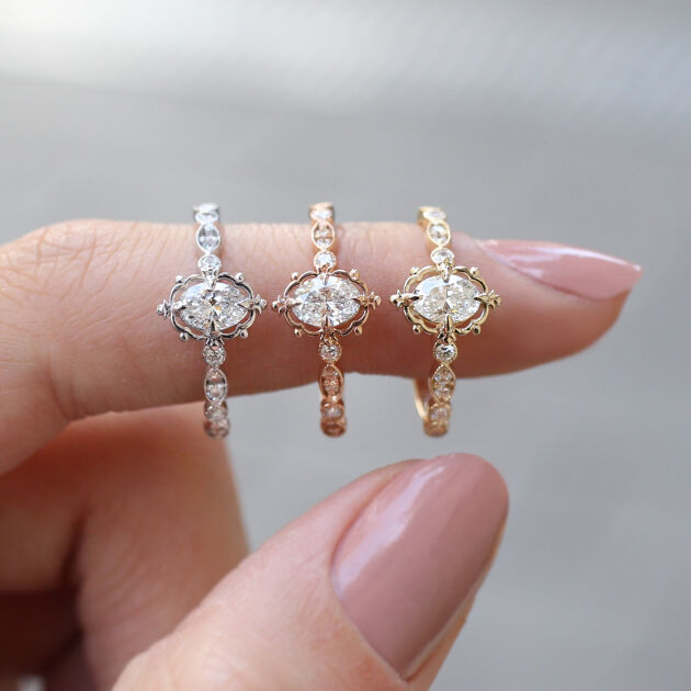 0.45 CT H SI2 HRD Sertifikalı Vintage Aria Tasarım Pırlanta Yüzük - 2