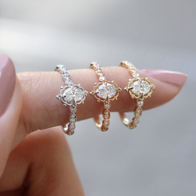 0.45 CT H SI2 HRD Sertifikalı Vintage Aria Tasarım Pırlanta Yüzük - 4