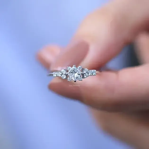 0.45 CT Vintage Pırlanta Prenses Tektaş Yüzük - 