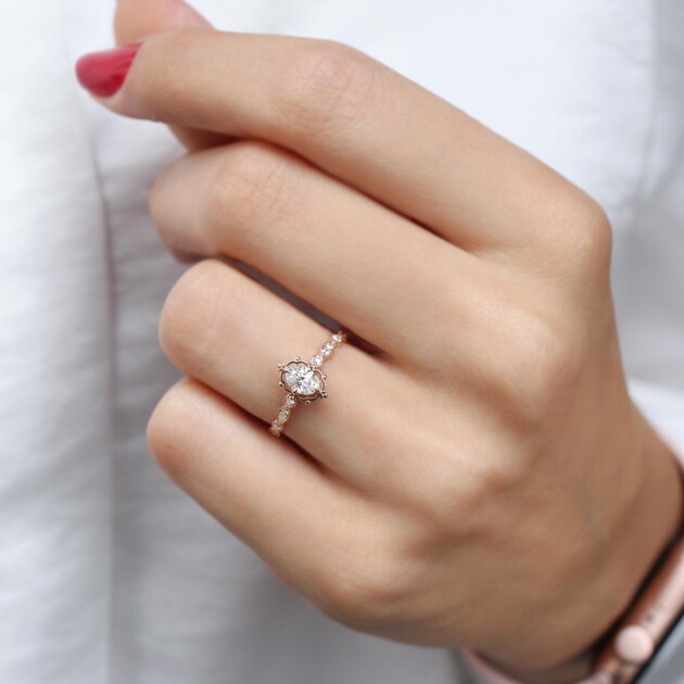 0.45 Karat D VS2 GIA Sertifikalı Vintage Aria Pırlanta Yüzük - 3