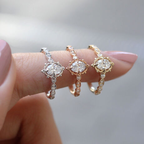 0.45 Karat F SI2 HRD Sertifikalı Vintage Aria Pırlanta Yüzük - 2