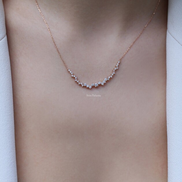 0.45 Karat Özel Tasarım Asimetri Pırlanta Kolye - 1