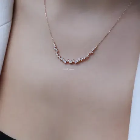 0.45 Karat Özel Tasarım Asimetri Pırlanta Kolye - 2