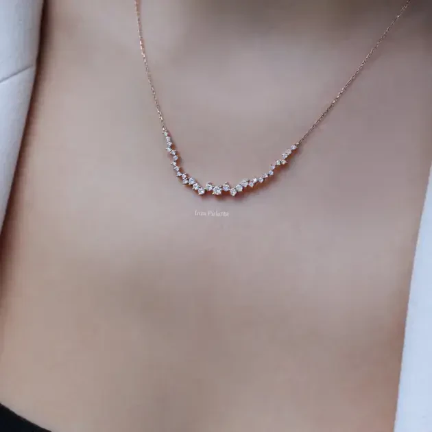 0.45 Karat Özel Tasarım Asimetri Pırlanta Kolye - 2