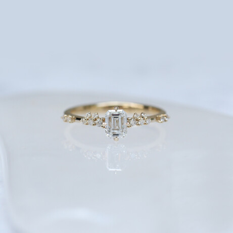 0.45 Karat Vintage Emerald Tasarım Pırlanta Yüzük - 1