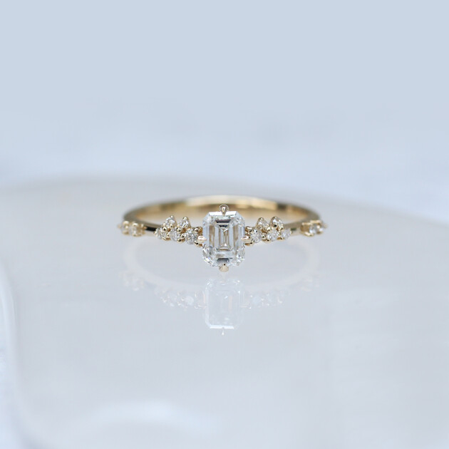 0.45 Karat Vintage Emerald Tasarım Pırlanta Yüzük - 1