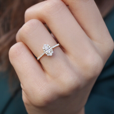 0.45 Karat Vintage Oval Lina Tasarım Pırlanta Yüzük - 2