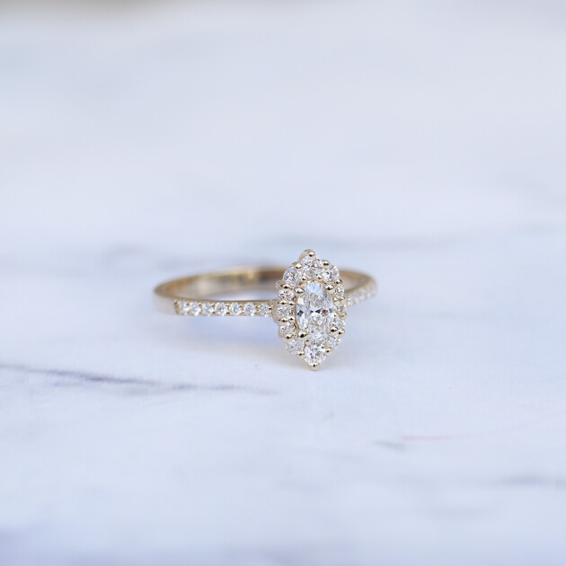 0.45 Karat Vintage Oval Lina Tasarım Pırlanta Yüzük - 1