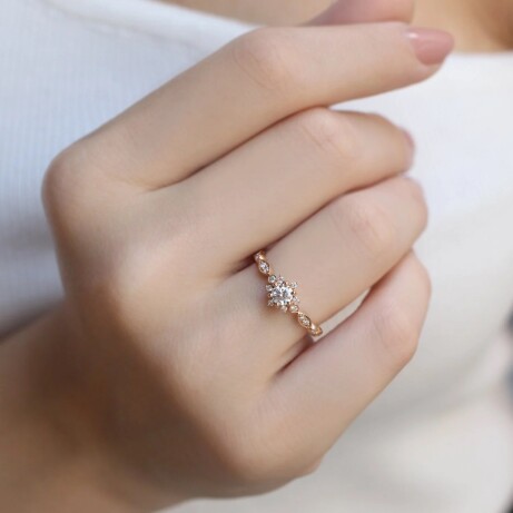 0.45 Karat Vintage Tasarım Kar Tanesi Pırlanta Yüzük - 2