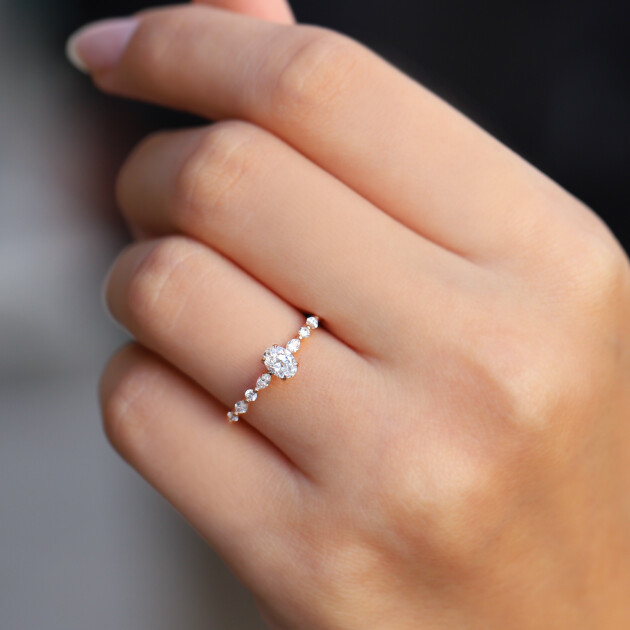 0.50 CT F VS1 GIA Sertifikalı Vintage Elena Pırlanta Yüzük - 1