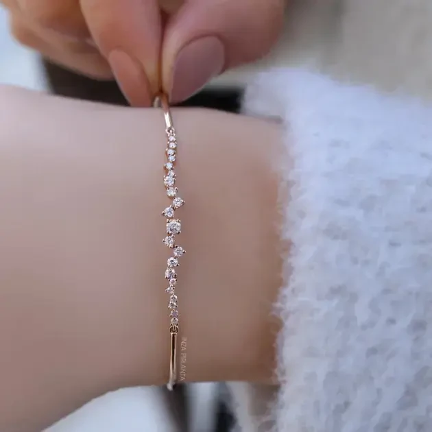 0.50 Karat Asimetri Pırlanta Bileklik - 2