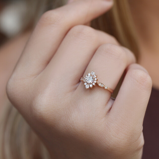 0.50 Karat F SI2 GIA Sertifikalı Vintage Lina Pırlanta Yüzük - 3