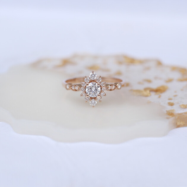 0.50 Karat F SI2 GIA Sertifikalı Vintage Lina Pırlanta Yüzük - 1