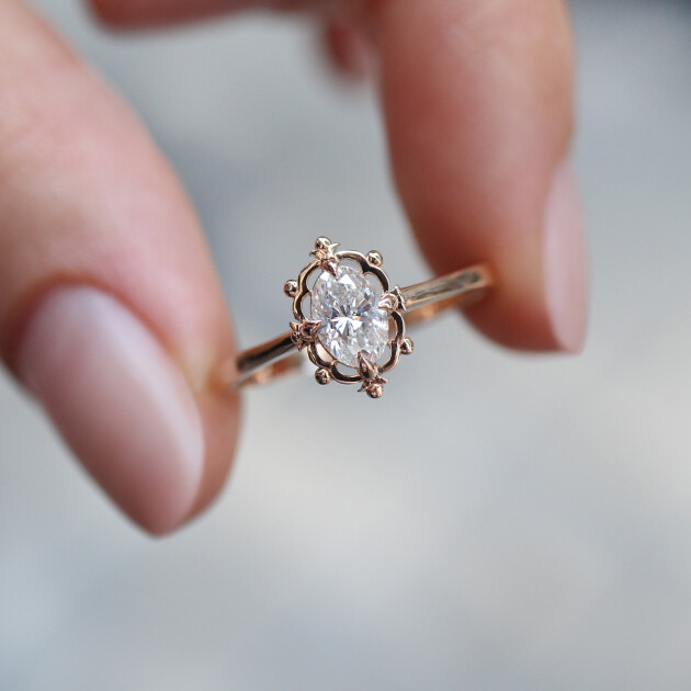 0.50 Karat F VS2 GIA Sertifikalı Vintage Aria Pırlanta Yüzük - 1