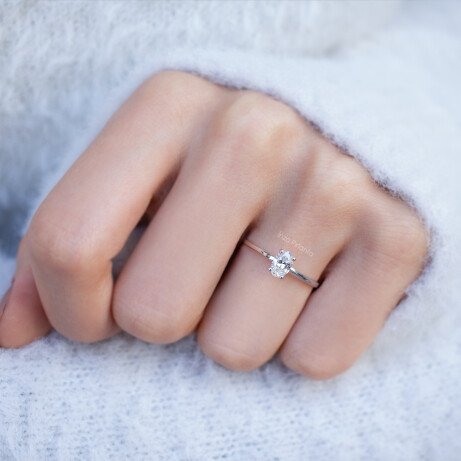 0.50 Karat F VS2 HRD Sertifikalı Oval Pırlanta Tektaş Yüzük - 2