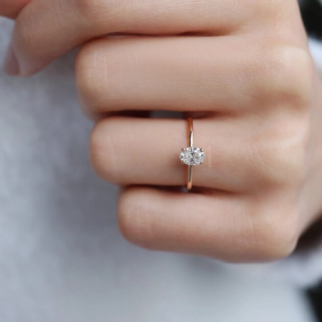 0.50 Karat F SI2 GIA Sertifikalı Oval Pırlanta Yüzük - 2