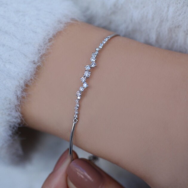 0.50 Karat Özel Tasarım Asimetri Pırlanta Bileklik - 1