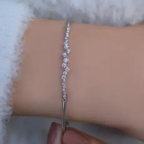 0.50 Karat Özel Tasarım Asimetri Pırlanta Bileklik - 2