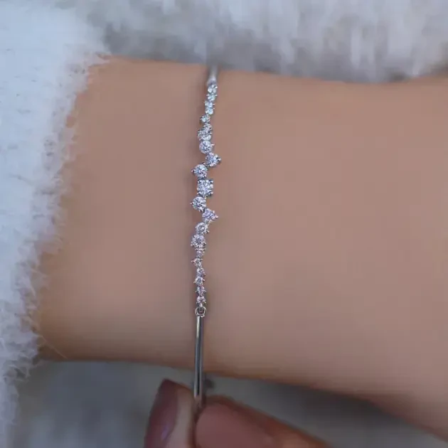 0.50 Karat Özel Tasarım Asimetri Pırlanta Bileklik - 2