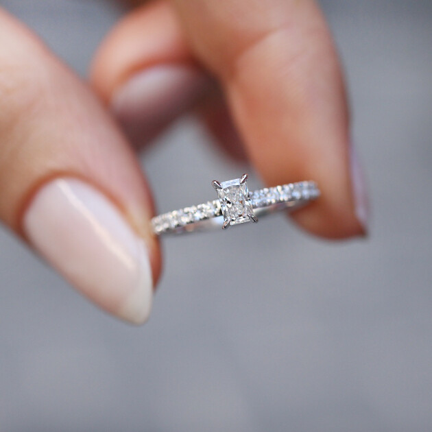 0.50 Karat Özel Tasarım Radiant Pırlanta Tektaş Yüzük - 1