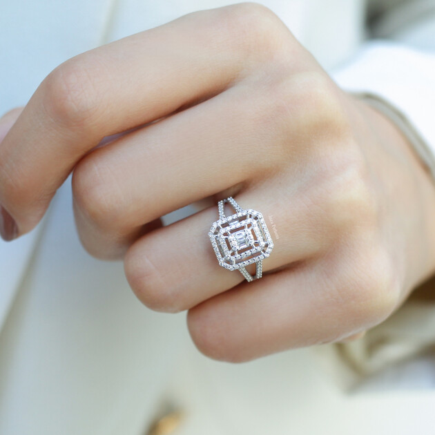 0.50 Karat Pırlanta Baget Yüzük - 2