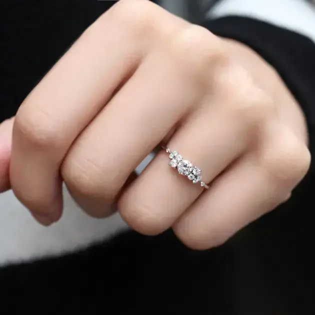 0.50 Karat Vintage Asimetrik Pırlanta Tektaş Yüzük - 1