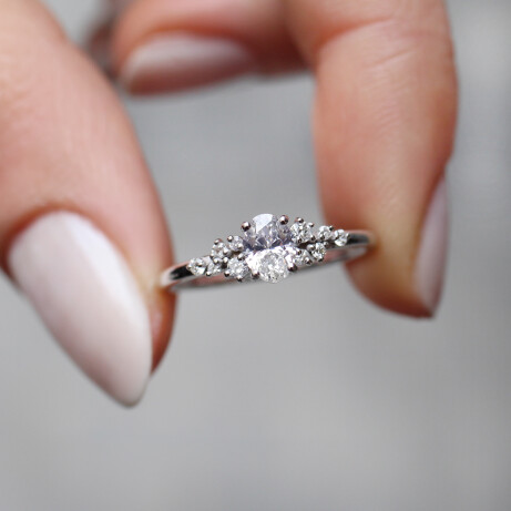 0.50 Karat Vintage Özel Tasarım Oval Asimetri Pırlanta Yüzük - 