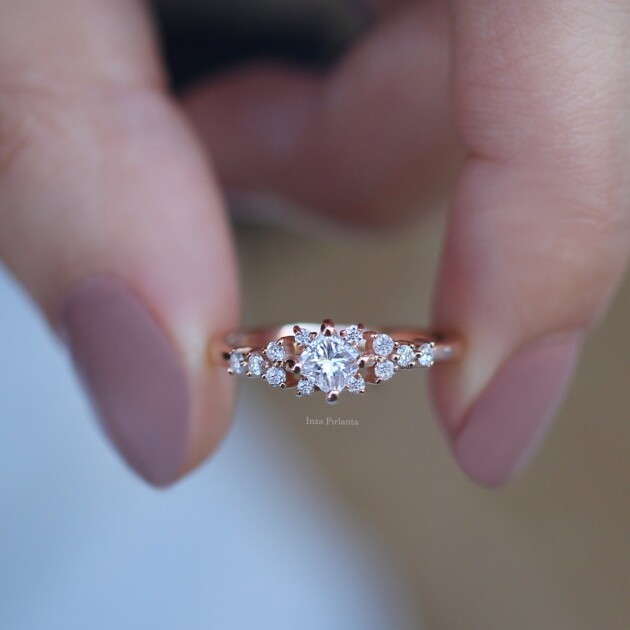 0.50 Karat Vintage Pırlanta Prenses Yüzük - 1