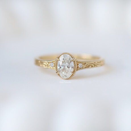 0.51 Karat E SI2 GIA Sertifikalı Vintage Sia Oval Pırlanta Yüzük - 