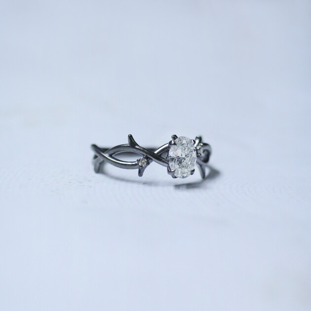 0.52 Karat G VS2 GIA Sertifikalı Pırlanta Dal Tektaş Yüzük - 2