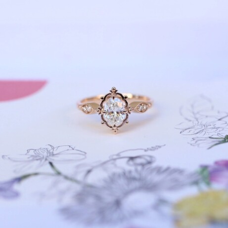 0.55 Karat E SI1 GIA Sertifikalı Vintage Aria Tasarım Pırlanta Yüzük - 