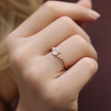 0.55 Karat Vintage Lisa Tasarım Pırlanta Yüzük - 5