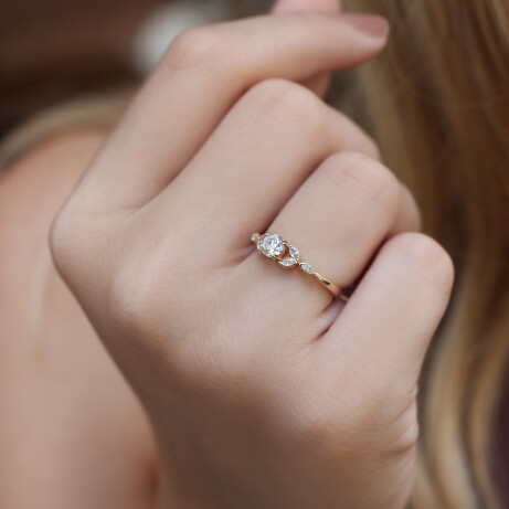 0.55 Karat Vintage Tasarım Markiz Pırlanta Yüzük - 2