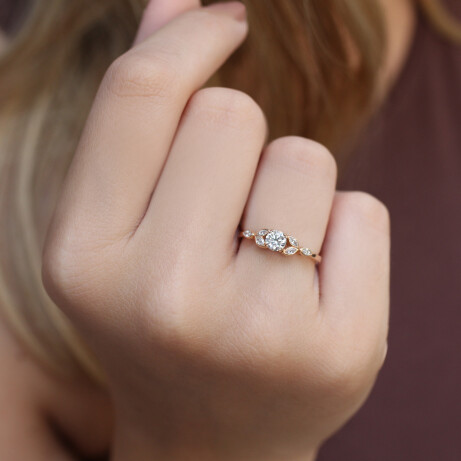 0.55 Karat Vintage Tasarım Markiz Pırlanta Yüzük - 