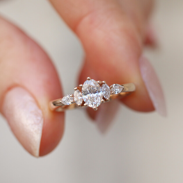 0.60 CT H SI2 HRD Sertifikalı Vintage Diana Pırlanta Yüzük - 1