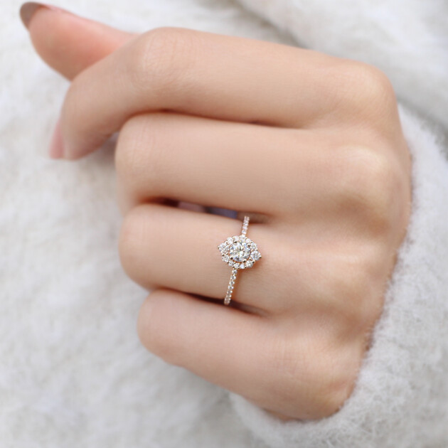 0.60 Karat F SI2 HRD Sertifikalı Vintage Lina Tasarım Pırlanta Yüzük - 1