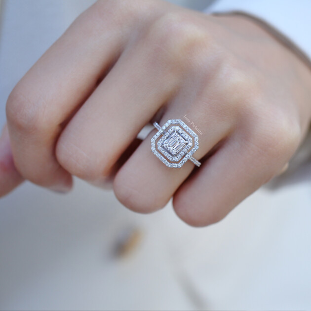 0.60 Karat Pırlanta Baget Yüzük - 1