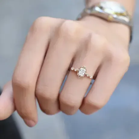 0.60 Karat Vintage Aria Radiant Tasarım Pırlanta Yüzük - 2