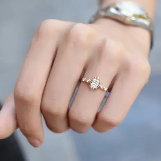 0.60 Karat Vintage Aria Radiant Tasarım Pırlanta Yüzük - 2