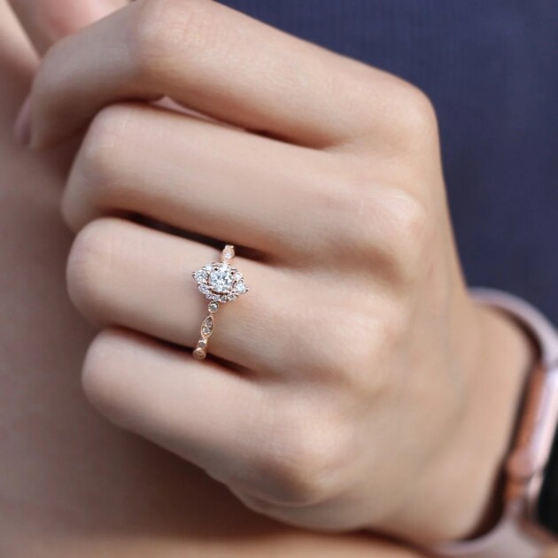 0.60 Karat Vintage Lina Pırlanta Yüzük - 3