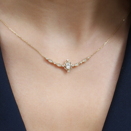 0.60 Karat Vintage Mia Tasarım Pırlanta Kolye - 