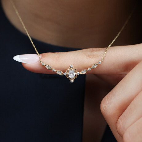 0.60 Karat Vintage Mia Tasarım Pırlanta Kolye - 2