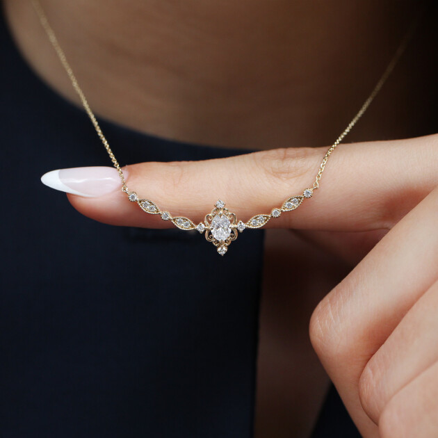 0.60 Karat Vintage Mia Tasarım Pırlanta Kolye - 2