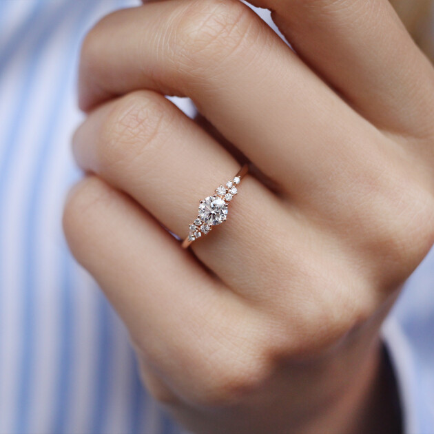 0.60 Karat Vintage Özel Tasarım Asimetri Pırlanta Tektaş Yüzük - 2